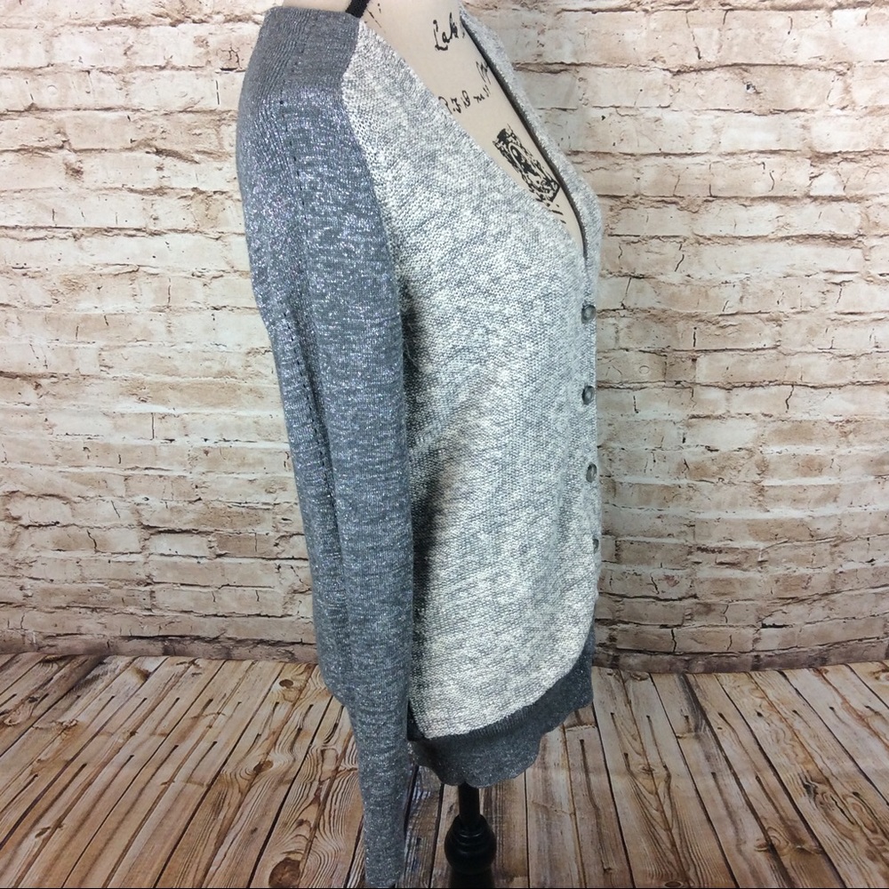 Loft Grey Two Tone Sparkle Cardigan Sweater S - Picture 3 of 8